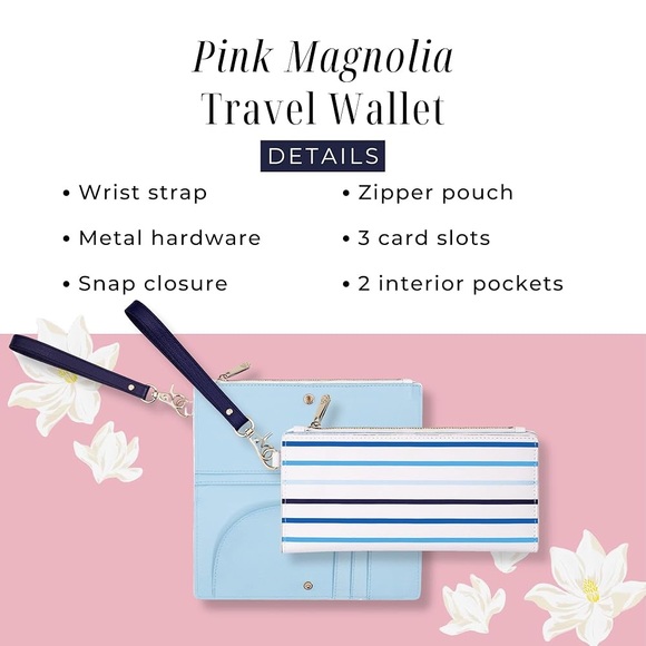 Draper James Blue Striped Travel Wallet